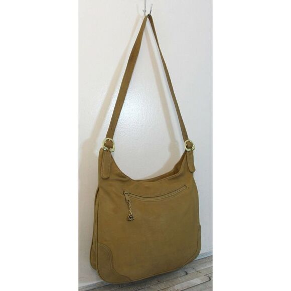 AWESOME BRIO! SOFT BEIGE TAN BRWN GENUINE LEATHER TOTE SHOULDER BAG HOBO HANDBAG - Picture 4 of 10